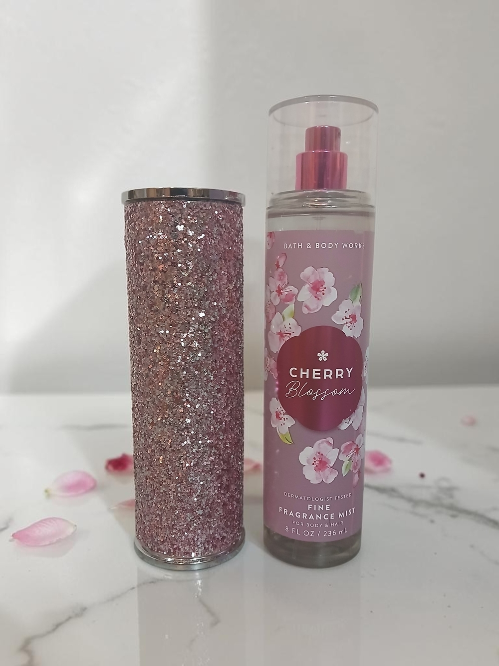 Bath & Body Works Cherry Blossom Mist with Pink Glitter Case